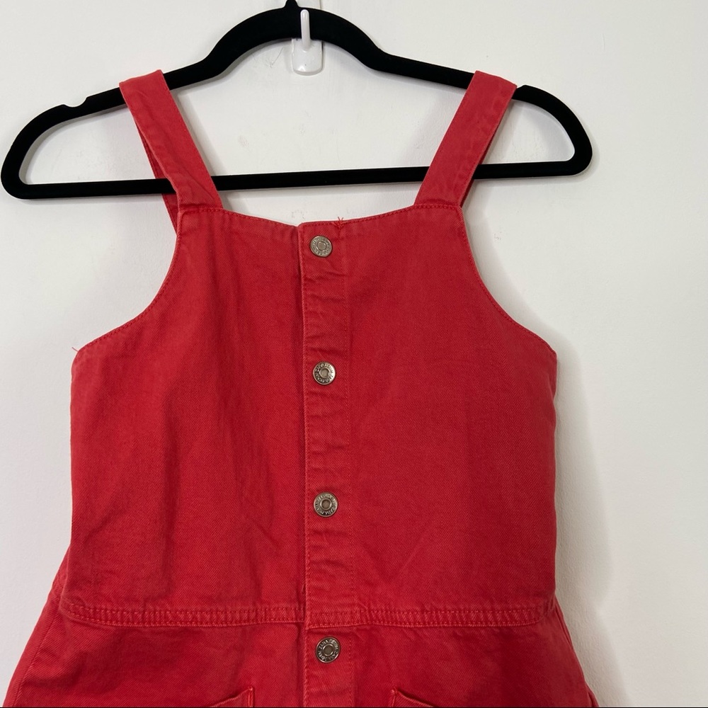 Kids Red Button-Up Overalls - Picture 7 of 12